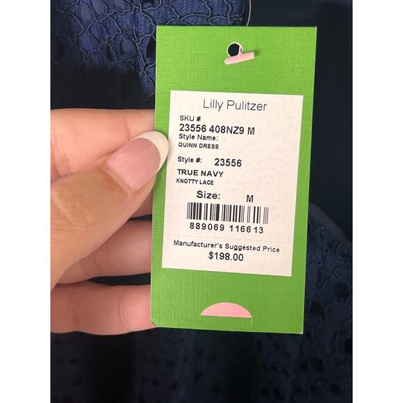 NWT Lilly Pulitzer Quinn Knotty Lace Halter Mini Swing Dress True Navy Women's M - Picture 10 of 10